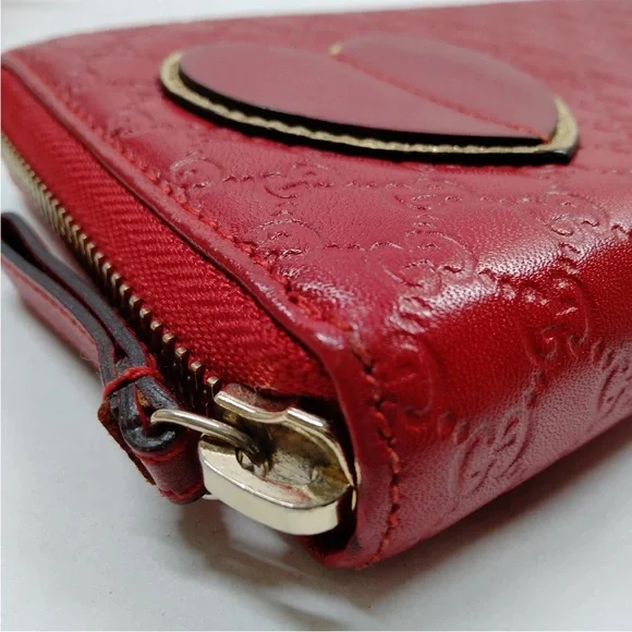 Gucci Red leather micro GG long zip around wallet - Picture 7 of 14